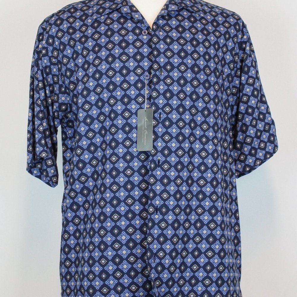 Daniel Cremieux Short-Sleeve Cotton Print Button Down Shirt M Medium NWT